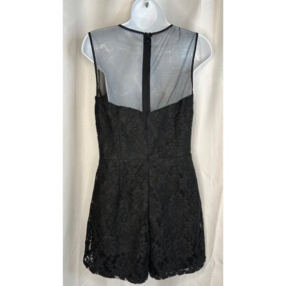 Ark & Co. Black Lace Romper With Mesh Neckline & Back Womens Size L - Picture 3 of 12